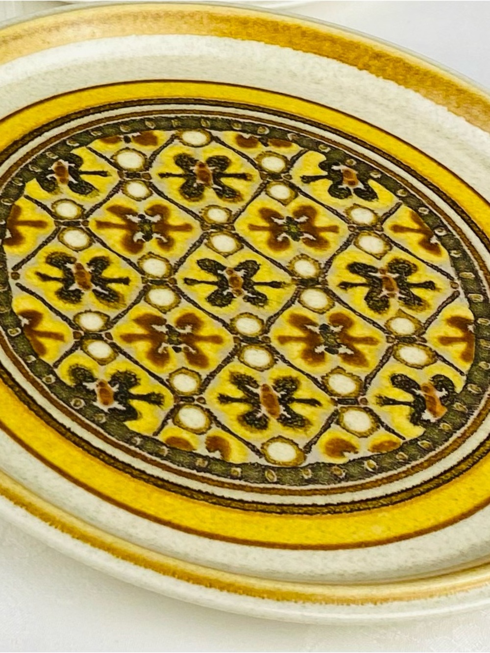 Yellow Patterned Ceramic Dinner Plate - Decorative Home Dining Plate